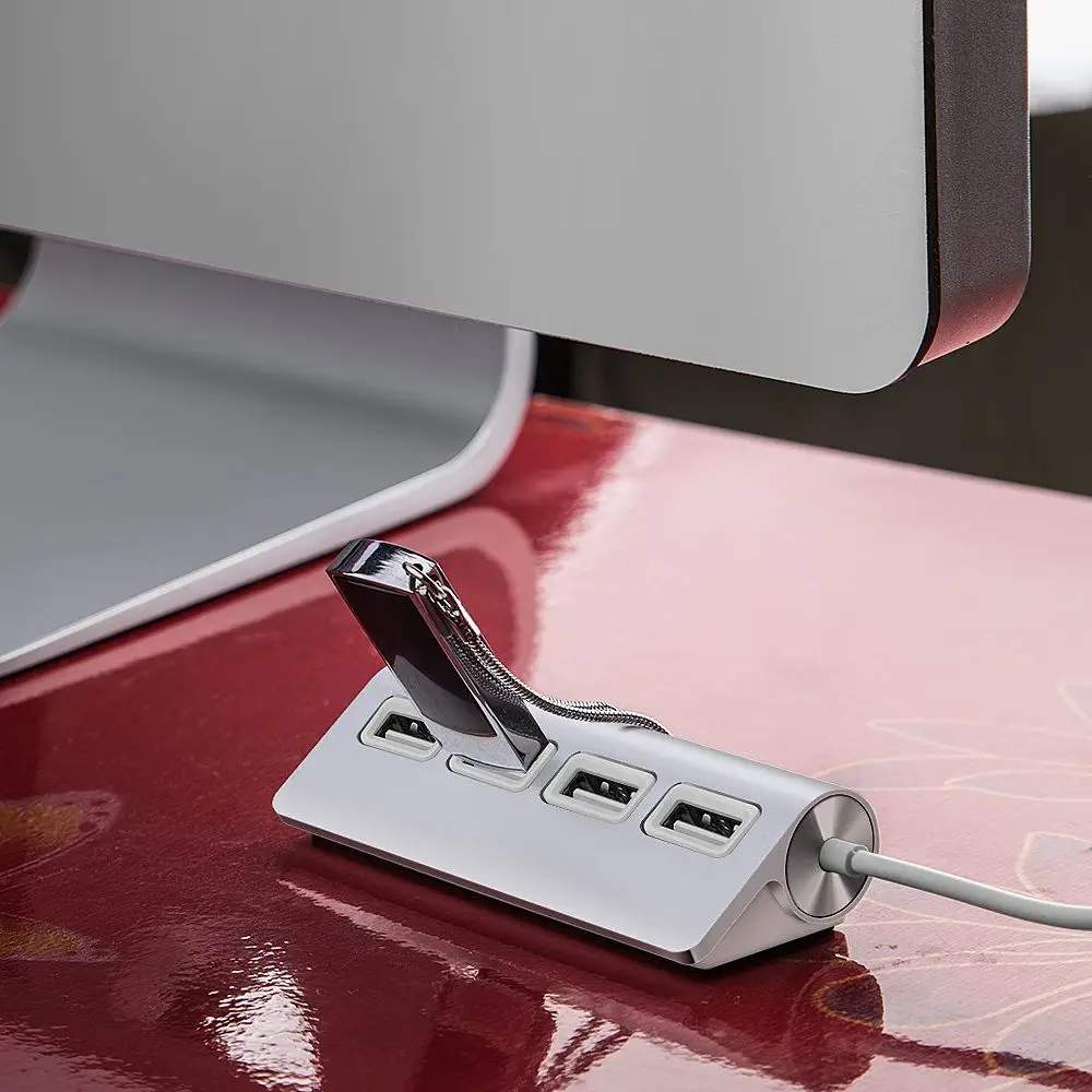 Премиум 4 Алюминиевый порт сетевые хабы с 11 дюймов Экранированный Кабель Для iMac, Macbook, ПК и ноутбуков