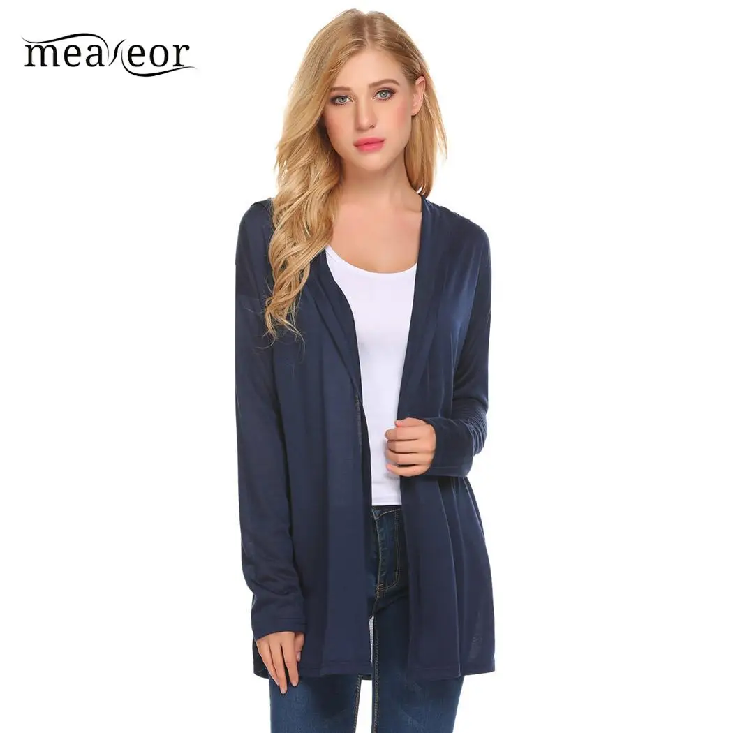 

Meaneor Drop-Shoulder Open Front sweater women Solid Casual Loose Fit Hooded Cardigan sweater