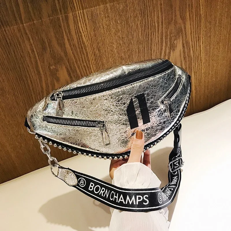 

2019 New Holographic Fanny Pack Feminina Fashion Shiny Waist Bag PU Waterproof Bum Bag Travel Hip Bags For Womens Girls OC385