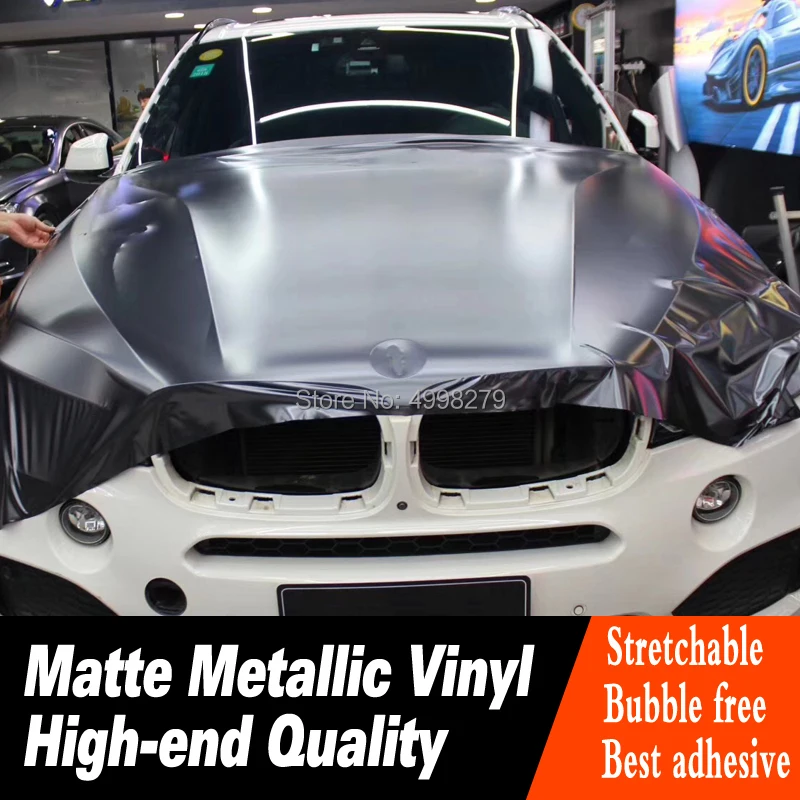 

Highest quality dark grey matte Metallic vinyl Car Sticker High-end raw materials hot color matte metal wrap film Factory price