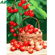 AZQSD абстрактная масляная краска вишня краска по номерам фруктовая Краска Холст Картина DIY Ручная Краска ed Современная K318