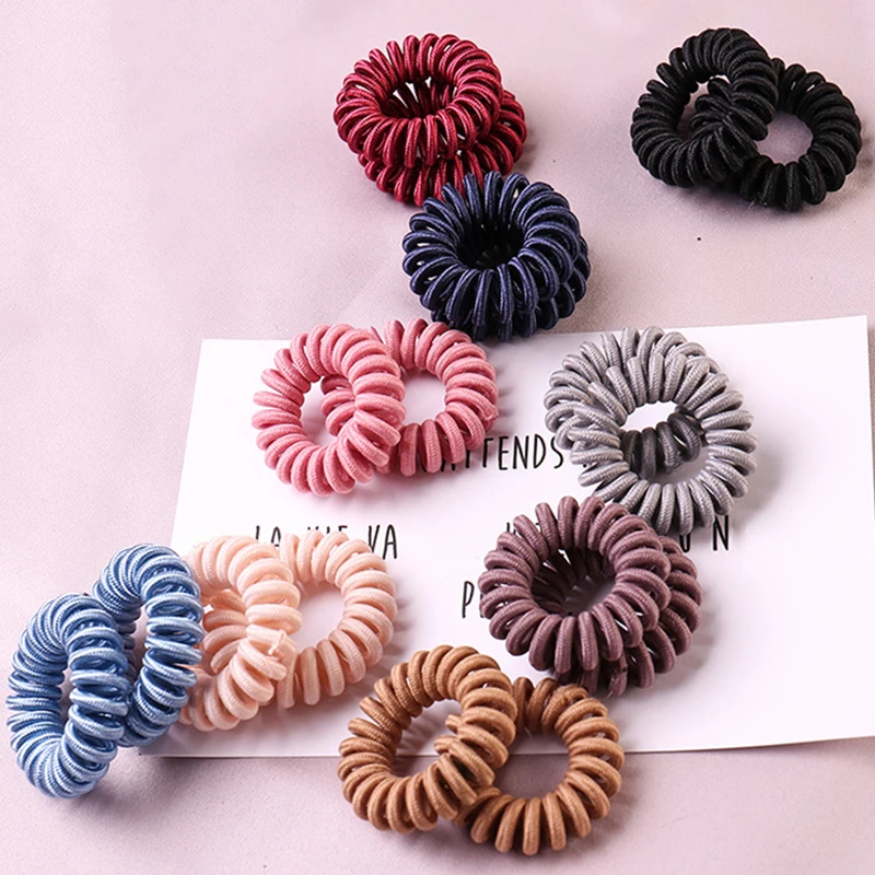 عالية مرونة الفتيات الشعر العلاقات الشعر خواتم الهاتف لفائف إكسسوارات الشعر المرأة شعبية Hairbands دوامة 1 قطعة الشعر حبل الصلبة