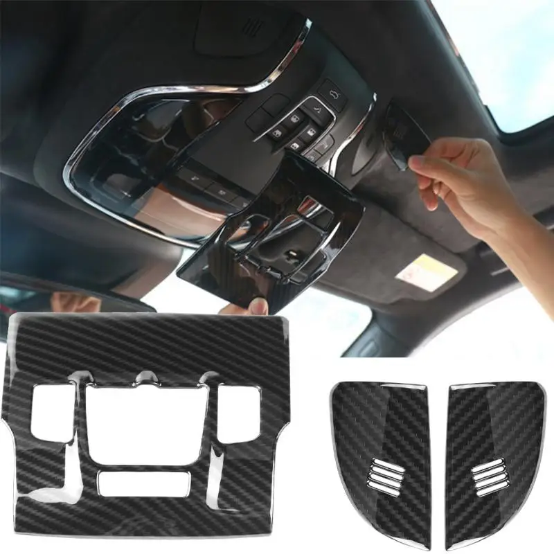 For Maserati Levante- 3Pcs Carbon Fiber Style Car Interior Front Reading Light Lamp Cover Trim Frame Stickers