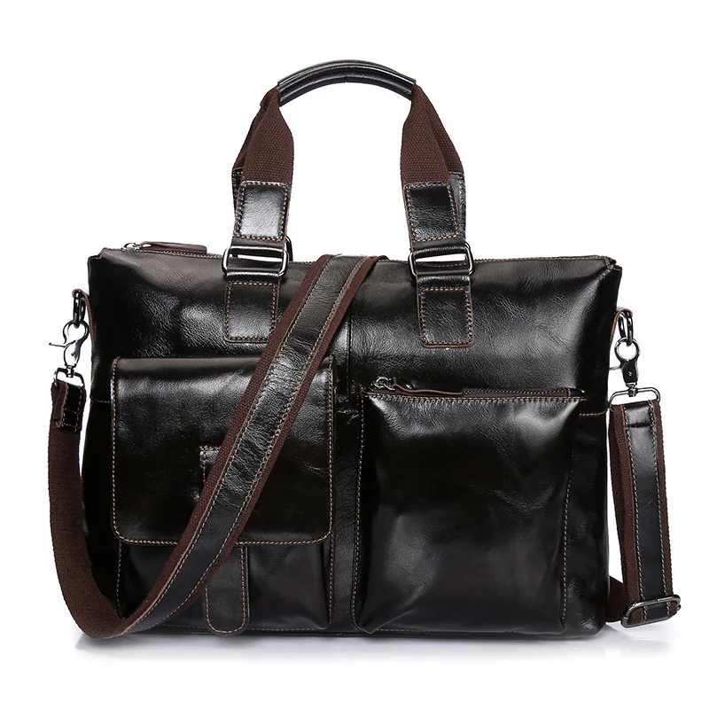 

New Oil Wax Leather Business Briefcases Men Handbag Messenger Shoulder Bag Oblique Satchel Handbags Crossbody Bag Bolso Hombre