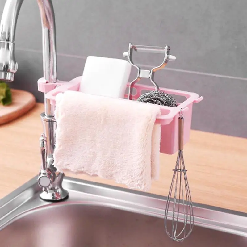 

Hot Sink Hanging Storage Rack Storage Holder Sponge Bathroom Kitchen Faucet Clip Dish Cloth Clip Shelf Drain Dry Towel Organizer