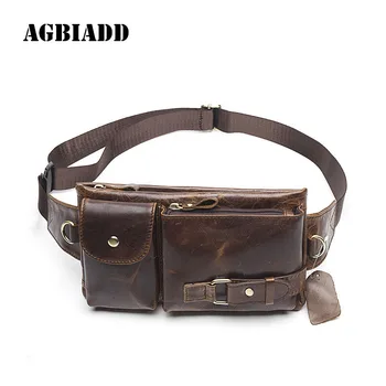 

Genuine Leather Waist Bag Men'S Leather Men Waist Bag Heuptas Belt Bag Bolsos Para Cintura Hombres Bolso De Cintura Waist Packs