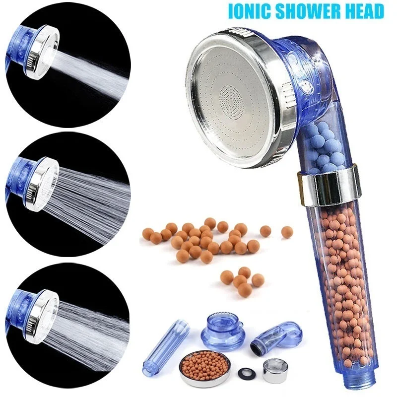 3 Function Adjustable Anion Spa Water Saving Shower Head Jetting Shower