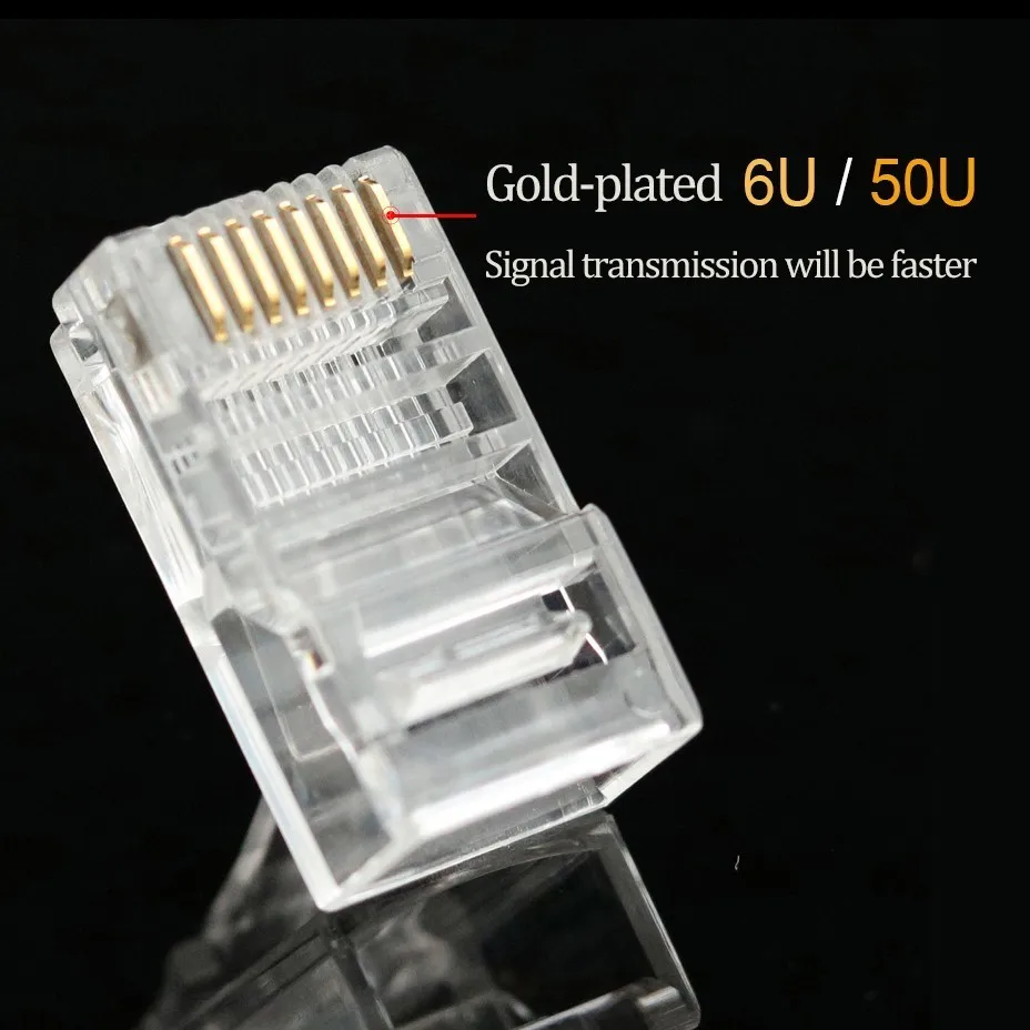 50pcs EZ rj45 connector cat6 network connector 8P8C rj45 plug utp terminals