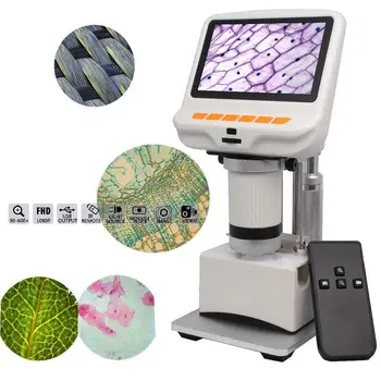 

AD105S 4.3 Inch 600X FHD 1080P Digital USB Microscope Built-in Display Slides Movable Block Fabrics Observation