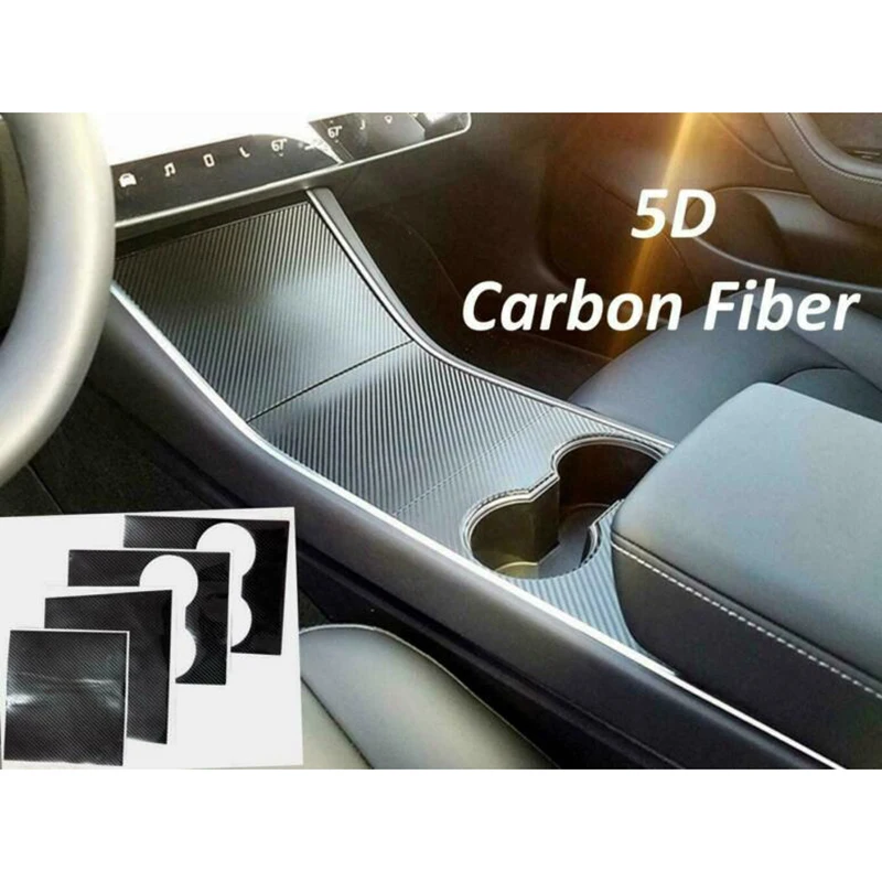 

Fit For Tesla Model 3 Car Console Vinyl Wrap Kit Cover Sticker Carbon Fiber Set