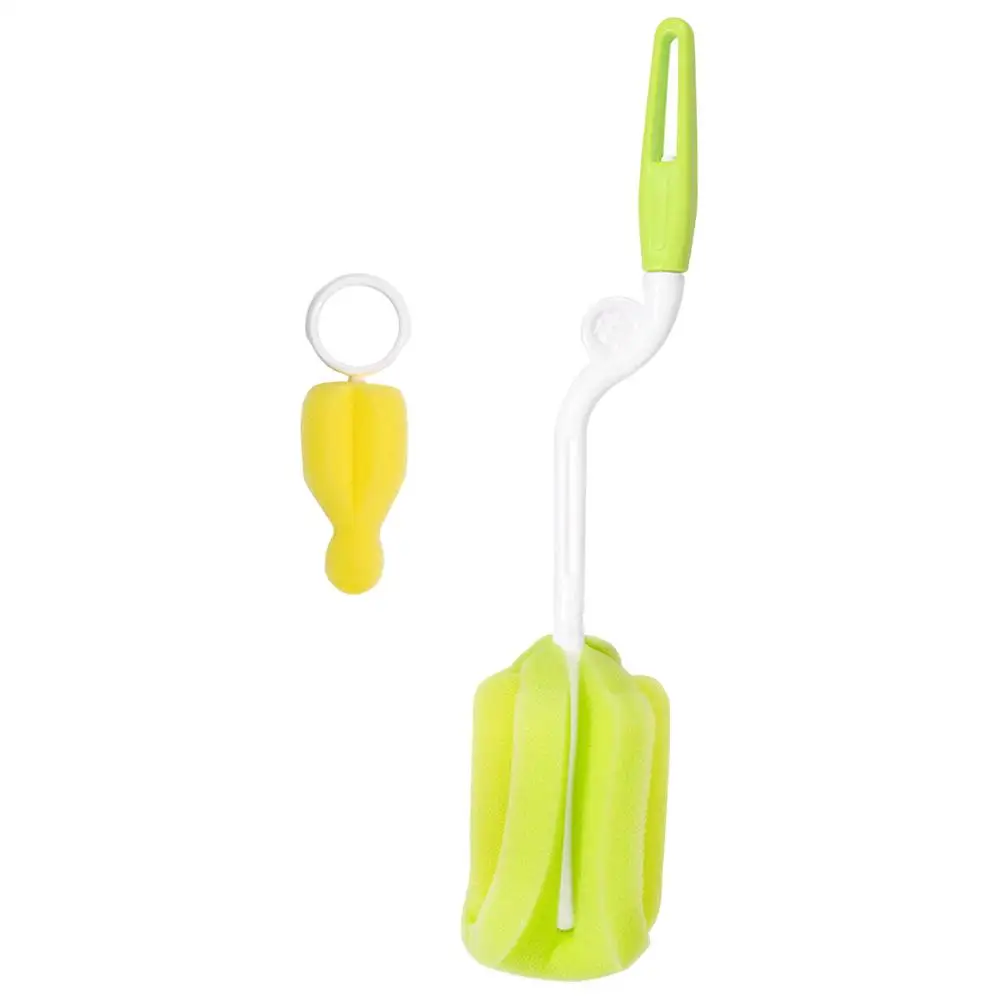 

2019 New 2pcs/set Baby Bottle Brush Nipple Brush 360-degree Rotating Head Cleaning Sponge Cup Brush Kit