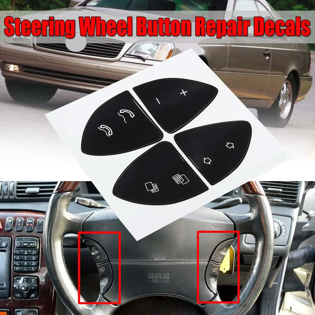 

Car Button Repair Sticker Steering Wheel Button Repair Decals Stickers Kit For MERCEDES For BENZ W220 S430 S500 S600 CL500 CL600
