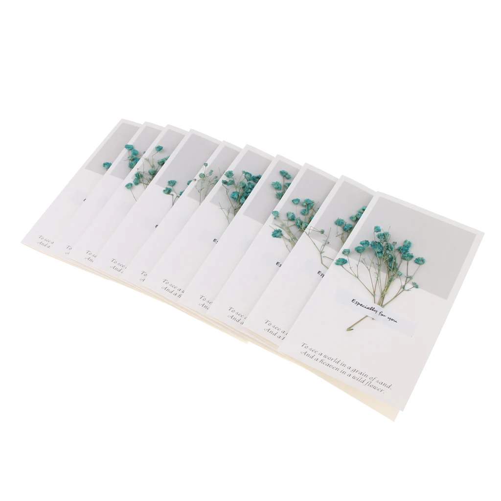  10pcs Vintage Dried Flower Greeting Cards Thank You Cards Wedding Invitations Birthday Christmas Pa - 32976355974