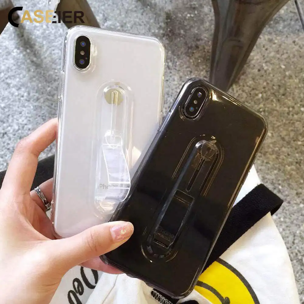 CASEIER 2 в 1 прозрачный чехол с кольцом для пальца iPhone XR X XS Max кольцо из ТПУ