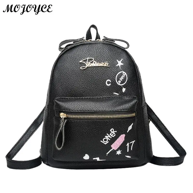 

Women Small Backpack Preppy Style PU Leather Floral Print Travel School Shoulder Bags for Girls 2019 New Fashion Female Rucksack