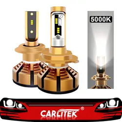 CARLitek 2 шт H7 светодиодные лампы 5000 K H1 H4 H11 светодиодные фары автомобиля 12 V 24 V с Luxeon ZES чип 72 W 12000LM противотуманных фар Turbo лампы