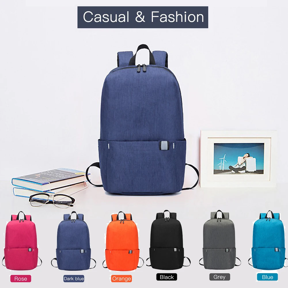 

10L Backpack Bag Lightweight Waterproof Daypack Two Way Zipper Bag Reflective Strap Kids Women Outdoor Short Trip Excursion