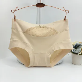 

Fashion big size high waist ladies btiefs Organic cotton lace breathable package hip women's briefs
