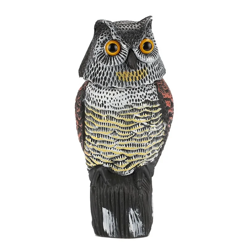 

1Pc Large Realistic Simulation Owl Decoy with Rotating Head Bird Pigeon Crow Scarecrow Car Home Garden Decoration