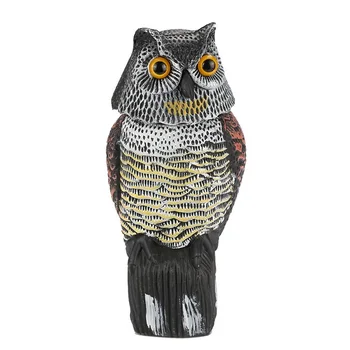 

1Pc Large Realistic Simulation Owl Decoy with Rotating Head Bird Pigeon Crow Scarecrow Car Home Garden Decoration