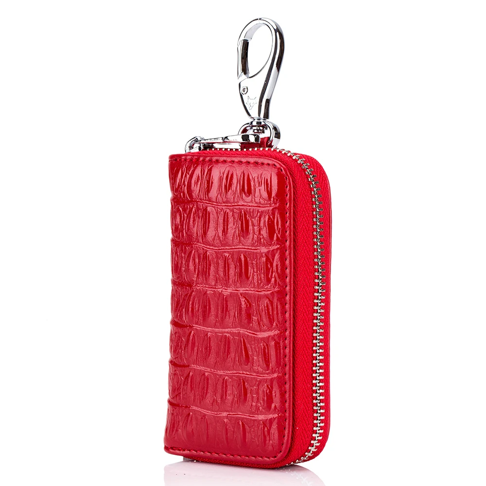 

Alligator Print Genuine Cow Leather Key Wallet New Car Key Holder Small Coin Purses Holder Zipper Housekeeper Keyring