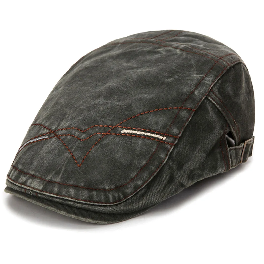 Classic Western Newsboy Caps Spring Summer Beret Hats For Men Washed