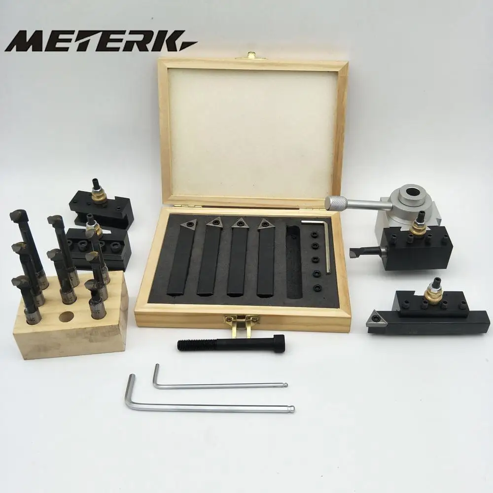 

19 Pcs Quick Change Post Holder Kit Boring Bar Turning Tool Set Holder for CNC Mini Lathe with 9pcs 3/8" Boring Bar
