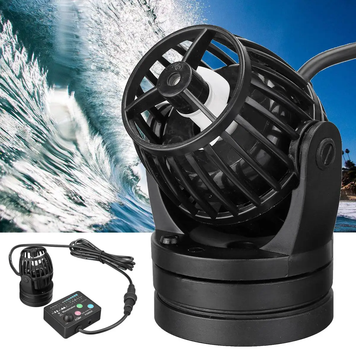 

Wireless Aquarium Fish Tank Water Pump Wave Maker Controller 23W Powerful Aquatic Pet House Flow Pump Surf Pump Black