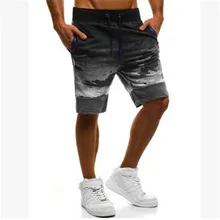 Модные Для мужчин Повседневное свободные шорты принт хлопок Drawstring Спортзал Фитнес Бег Спортивная одежда для бега летняя одежда