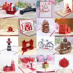 3D поздравительная открытка Pop Up paper Cut С Днем Рождения Свадьба День святого Валентина открытки Keepsake подарок Decora