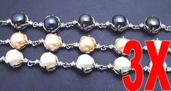 

Qingmos Wholesale 3X Natural Pearl Bracelet for Women with 9-10mm Flat Round Pearl Adjustable Bracelet Jewelry Pulseira 6-8"