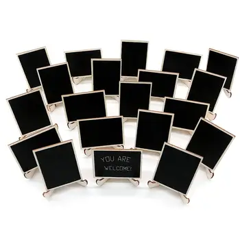 

20 Pack Wood Signs with Support Easels, Place Cards, Small Rectangle Chalkboards Blackboards for Weddings, Birthday Parties, M