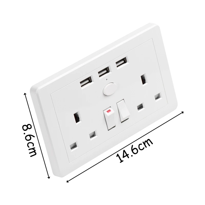 1 комплект 13A Ac 110 ~ 250 В 3 usb порта для зарядки стандарт Великобритании