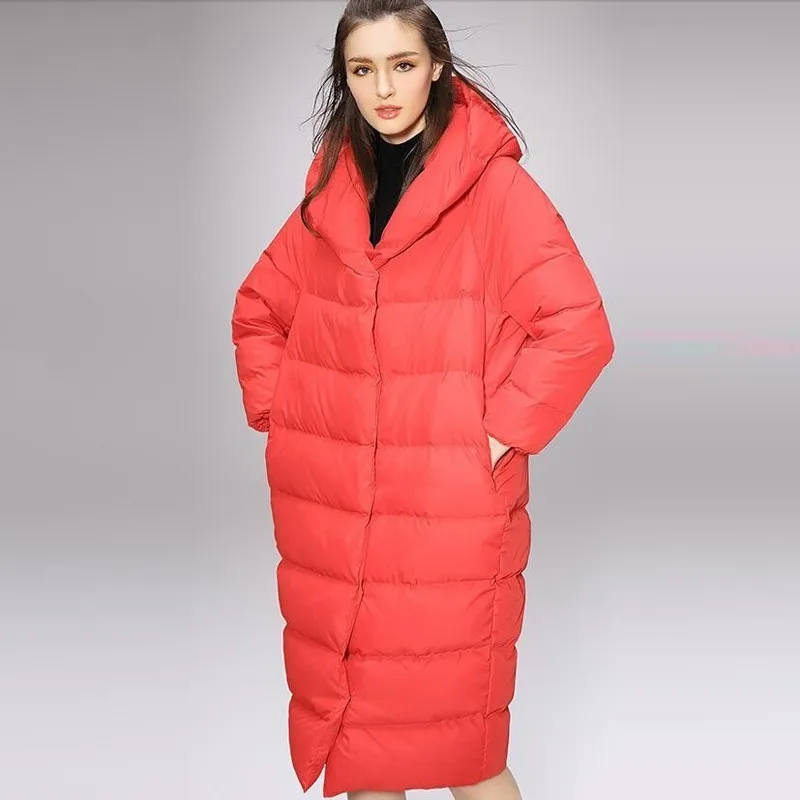 5XL размера плюс, женский пуховик, Брендовое длинное пальто с гусиным пером, плотная теплая парка на белом утином пуху,, верхняя одежда с капюшоном, Okq013