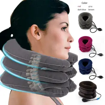 

Neck Health Care Massager Tool 3-Layer Inflatable Cervical Pillow Relieve Neck Head Stretcher Pain Full Velvet Neck Support