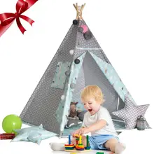 Крытая детская палатка, игровой домик, размер упаковки 45*22*13 см, украшение из белого шерстяного шара, Детская альпинистская палатка, крытая игровая комната