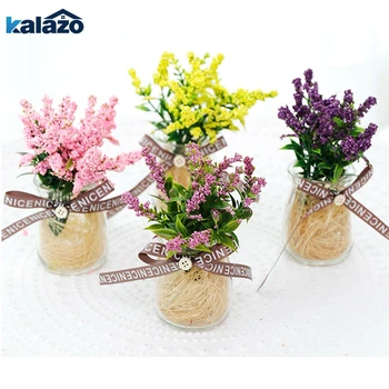 

Creative small potted simulation flower pot landscape mini plant decoration lavender fake flower green plant home decoration orn