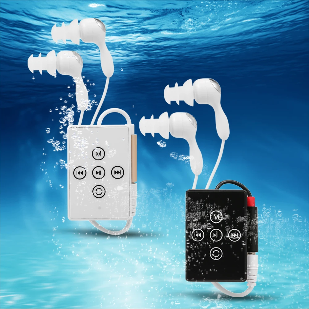 MP3 плеер 8 Гб IPX8 водонепроницаемый музыкальный с наушниками спортивный FM радио