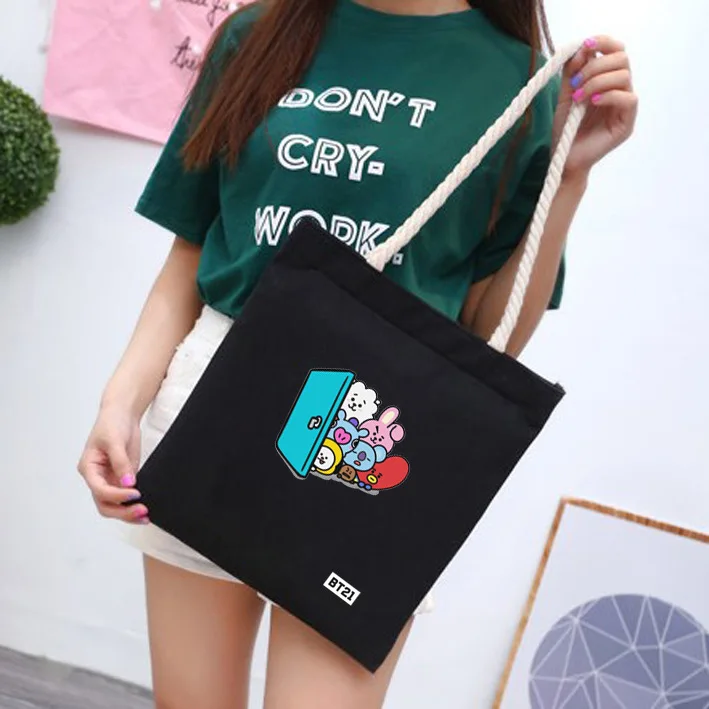 

kpop Bangtan Boys Jimin V bag k-pop Cartoon Korean canvas bag Shopping Bag