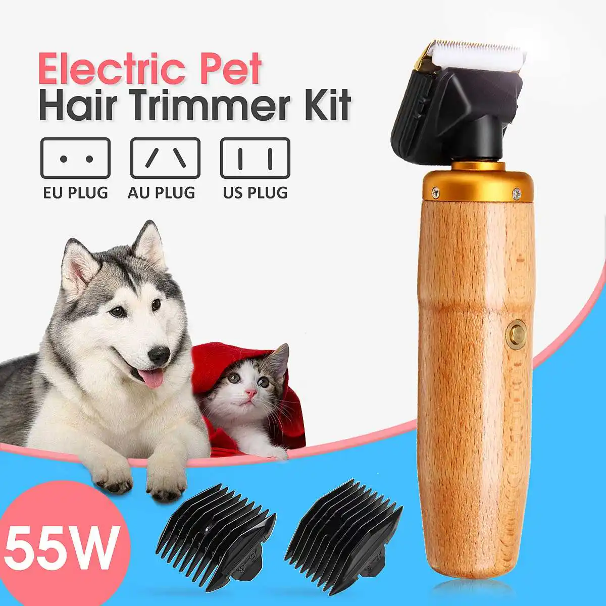 

100-240V Electric Pet Dog Horse Rabbit Hair Trimmer 55W Grooming Clipper Shaver Animal Scissors Long Hair Puppie Kitten Electric