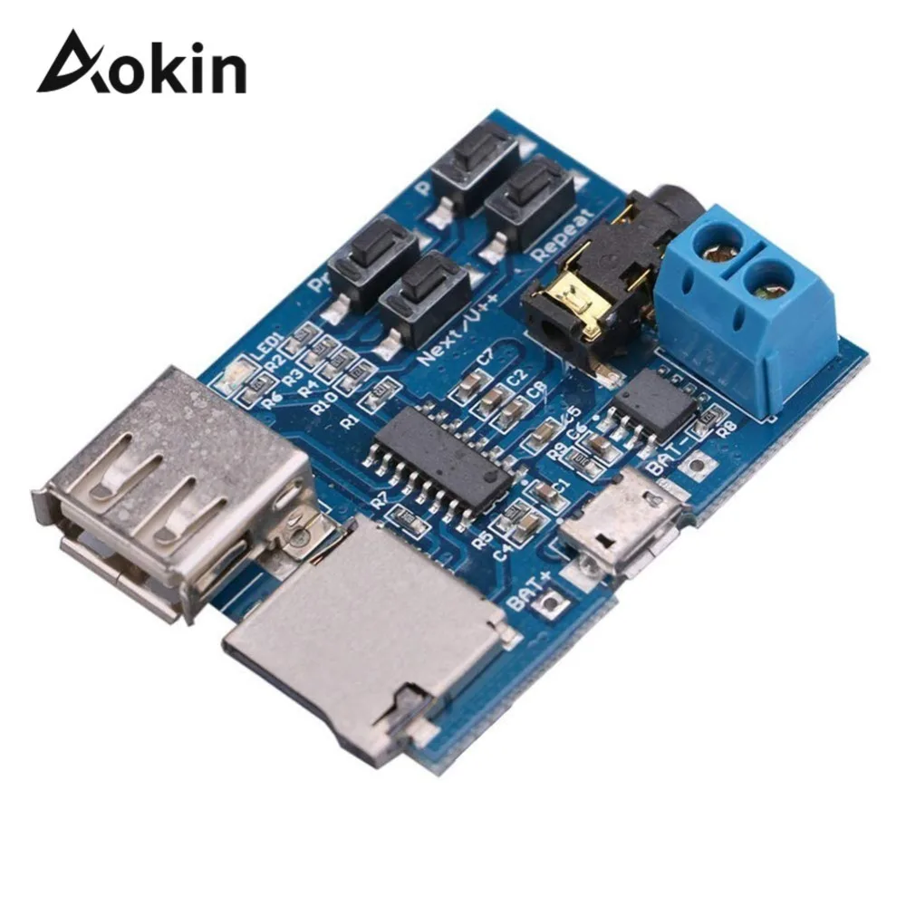 

3.7-5.5V TF Card U Disk MP3 Format Decoder Board Mirco USB Port Amplifier Decoding Audio Player Module