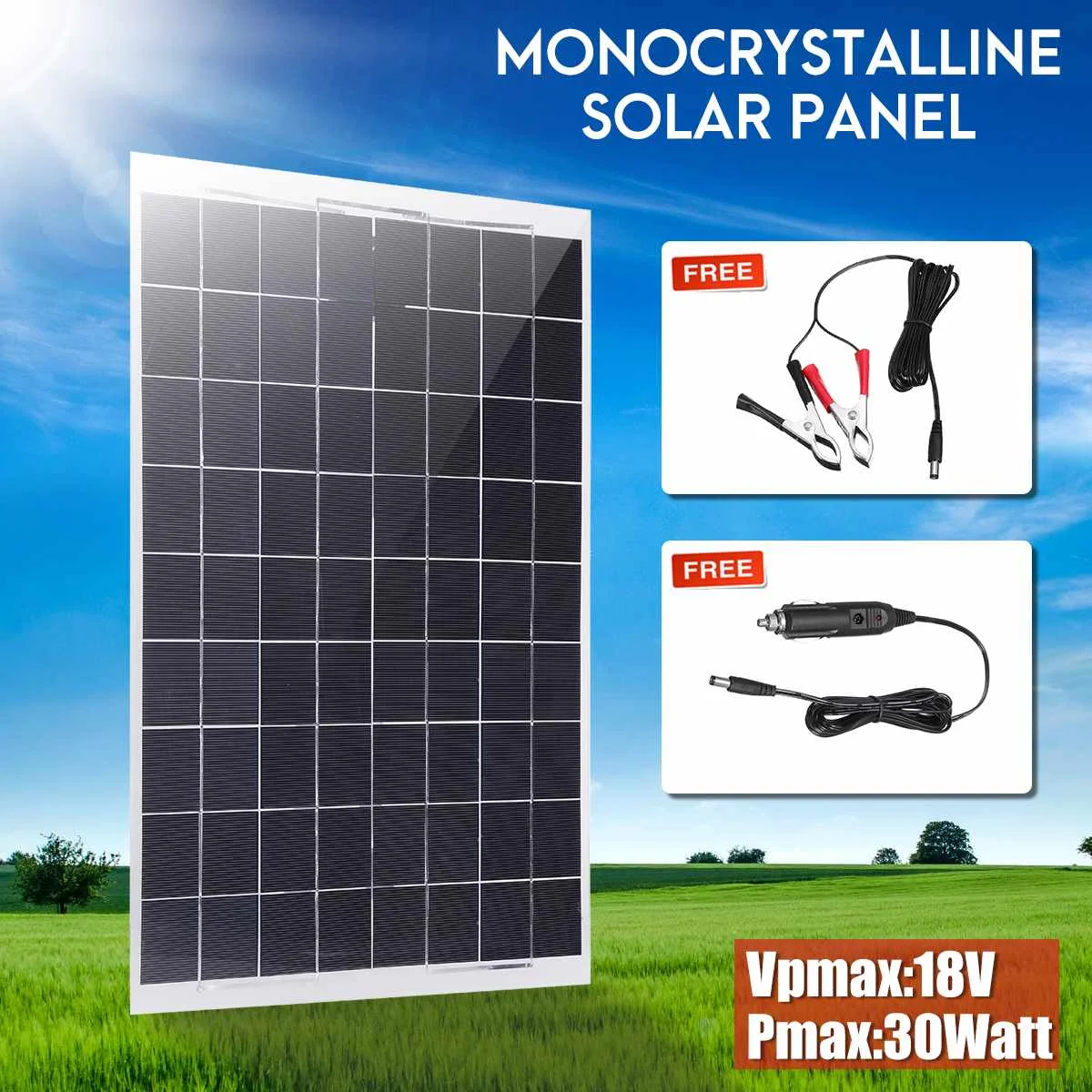 

Flexible Solar Panel 12V/5V 30W Solar Charger For Car Battery Charging 12V Monocrystalline Cells For hause,boat,car roof