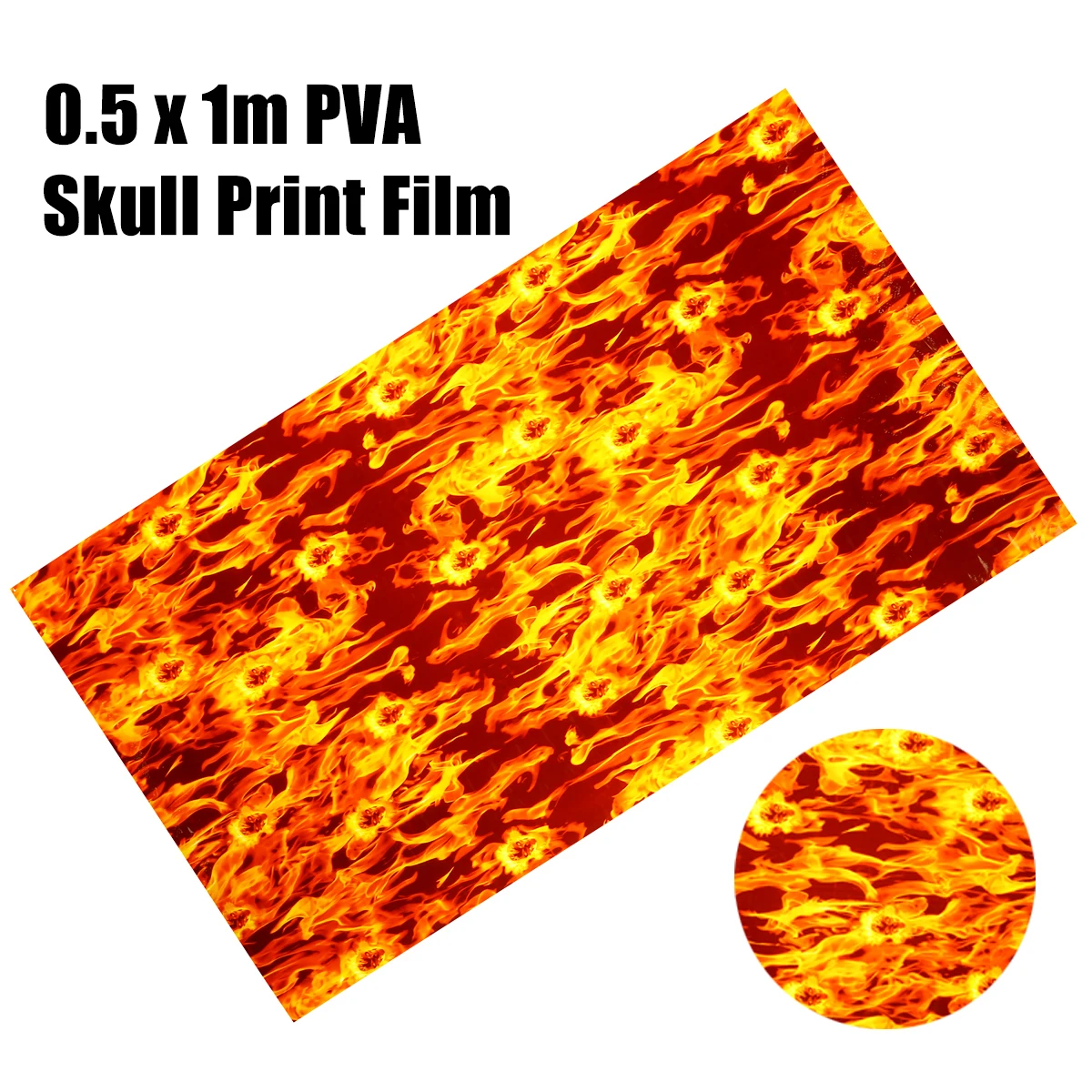 

0.5m x 1m PVA Dipping Hydrographics Skulls Water Transfer Printing Flaming Film Home Decoration Flame Skull Printing Film