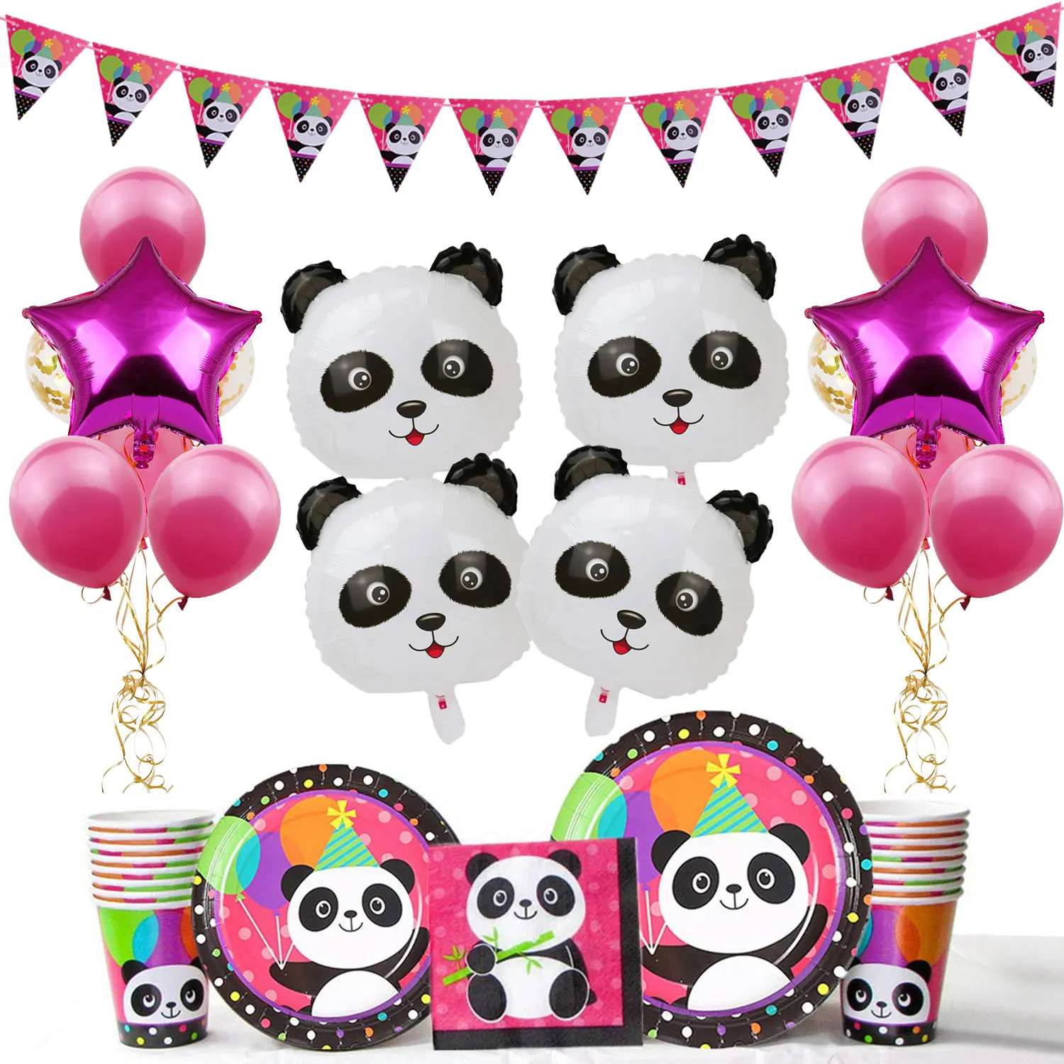 ZLJQ Panda тема вечерние воздушные шары и Бантинг баннеры латексные печатные