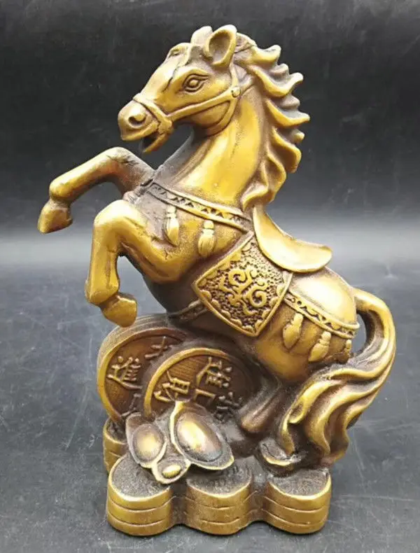 

Chinese archaize twelve Zodiac Fengshui Brass Wealth horse Statue