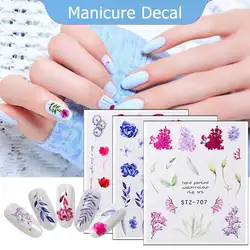 24 шт. акварель цветочный дизайн ногтей наклейки Дизайн гель маникюр декор DIY переноса воды Стикеры