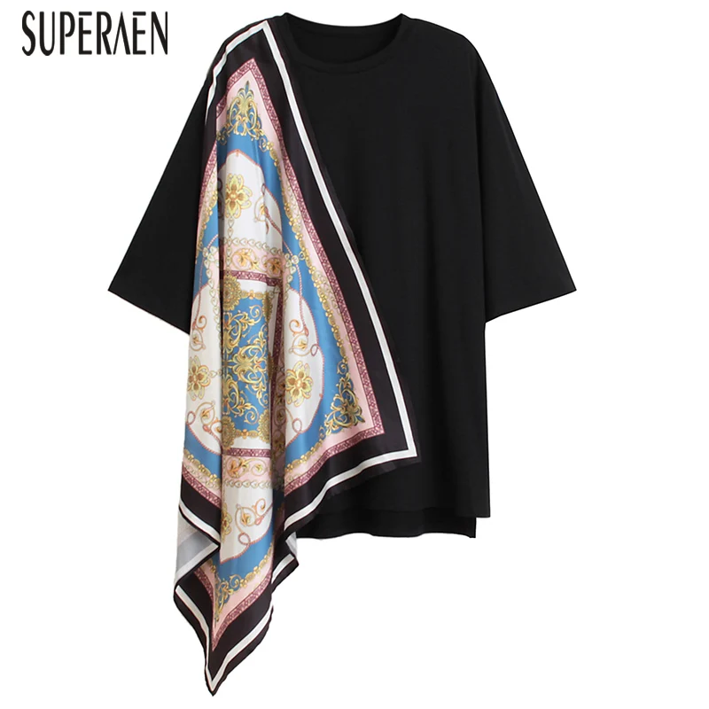 

SuperAen Round Neck T-shirt Female 2019 Summer New Cotton Women T Shirt Pluz Size Casual Wild Fashion Women Clothing