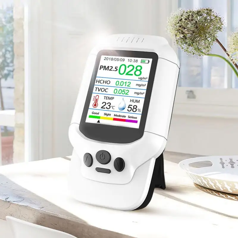 

Air Quality Detector Meter Monitor with Color LCD Multifunctional Operating System for Indoor Formaldehyde HCHO PM2.5 PM10