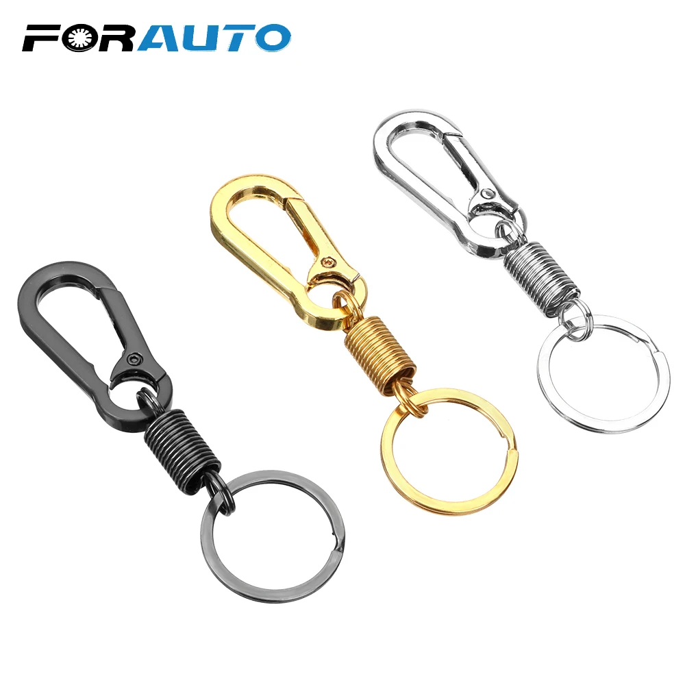 

FORAUTO Car Keychain Belt Clip Loop Key Ring Men Fashion Spring Gourd Buckle Metal Key Chain Car-styling Stainless Steel