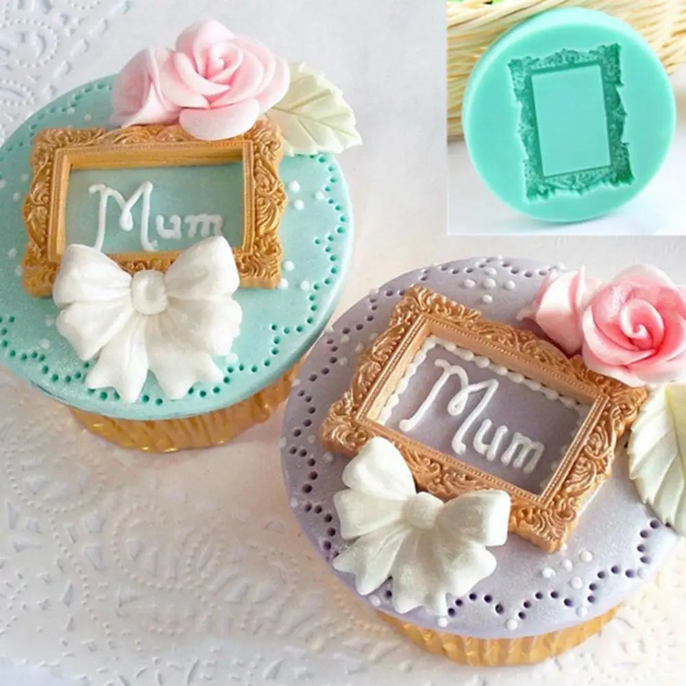 

Vintage Rectangle Photo Frame Silicone Cake Mould DIY Fondant Sugarcraft Mold Cake Tools New